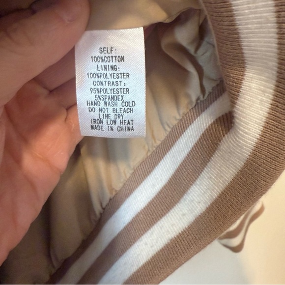 Lane 201 Tan Brown and White Light Corduroy Varsity Jacket - Picture 3 of 4